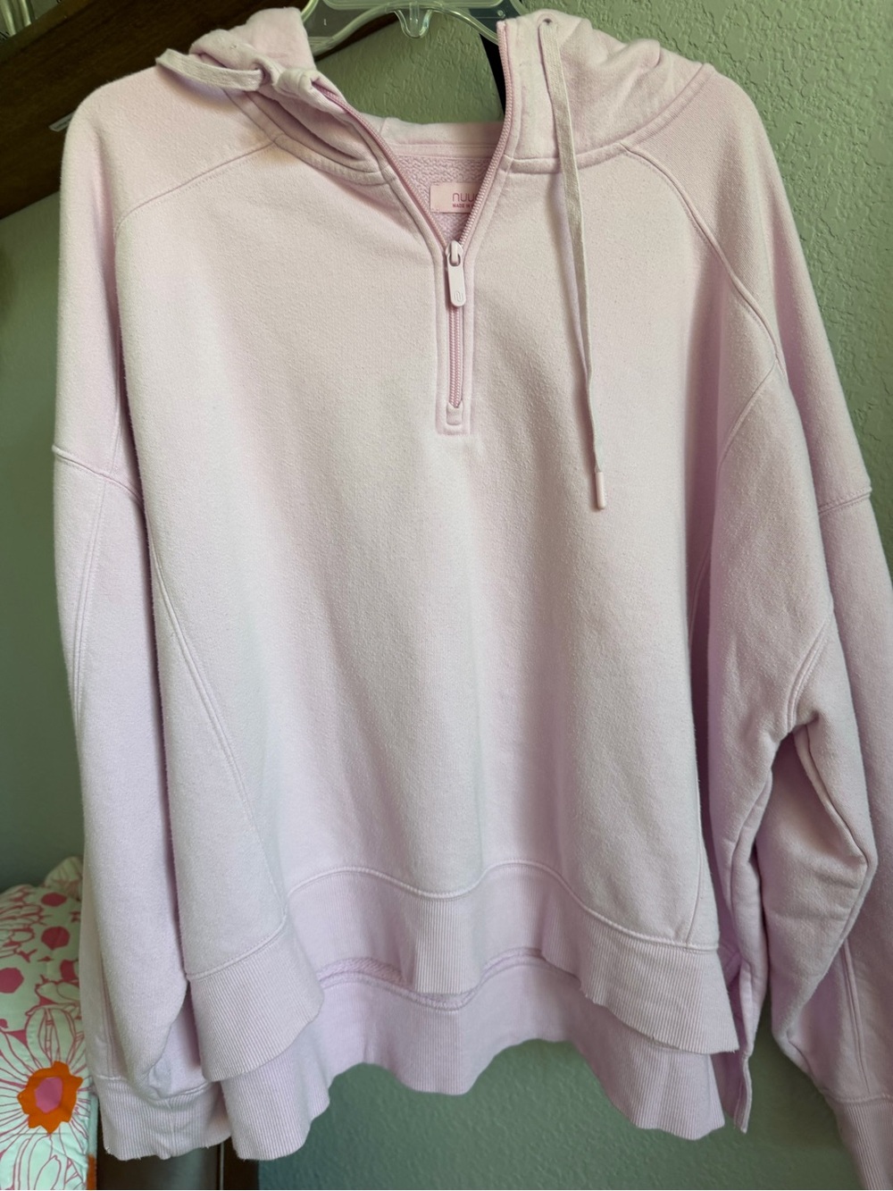nuuds Vintage Fleece Quarter Zip Hoodie in Limited Edition Bon Bon